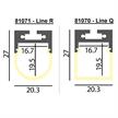 Aluminium Pendel Profil Line Q/R  L=1000mm Aussen B=20.3mm Innen B=16.7mm | Bild 2