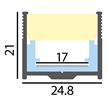 Aluminium Profil EXTRO B-25 Aufbau alu eloxiert  B=24.8mm H=21mm L=1000 | Bild 2
