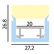 Anbauprofil Plastico C für LED Bänder 20W/m opal matt  B=27.2 H=26.8 Innen B=20mm L=4m | Bild 2