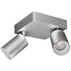 Anbaustrahler Minitube Duo 2x9.2W silberfarbig  240V /3000K L=130x130 H=145 /IP20