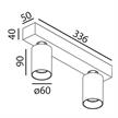 Anbaustrahler Minitube Line 2 / 2 x9.2W schwarz  240V/ 2700K L=336 B= 50 H=148mm /IP20 | Bild 2