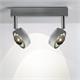 Aufbau Ocular Spot 2 Zoom Led 2x6.5W gebür. Edelstahl  230V/ 3000°K / B=220mm H=170mm