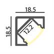 Aufbaueckprofil ANGLE 45° für LED alu eloxiert  B=18.5mm H=18.5mm L=1000mm | Bild 2
