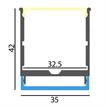 Aufbauprofil EXTRO 37 für LED alu eloxiert  B=35 H=42mm inkl. Montageschiene L=2000mm | Bild 2