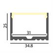 Aufbauprofil EXTRO B für LED alu eloxiert  H=25mm B=34.8mm L=1000mm | Bild 2