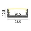 Aufbauprofil Profil EXTRO W für LED alu eloxiert  H=10.5mm B=23.5mm L=2000mm | Bild 2