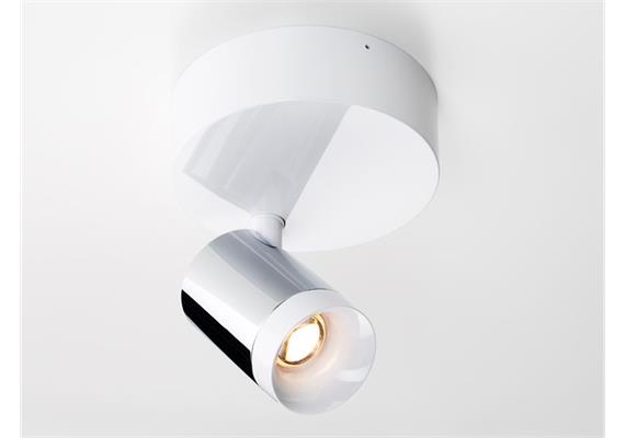 Aufbaustrahler LED m. Linse medium chrom/weiss  240V/ 11W, LED (2700K, CRI >90), 436lm