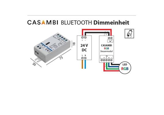 Casambi Dimmeinheit 24V für RGB-Led Strip  DC 24V 3x48W L=73 B=30 H=18mm IP20