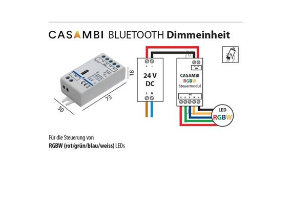 Casambi Dimmeinheit 24V für RGB-W Led Strip  DC 24V 4x36W L=73 B=30 H=18mm IP20