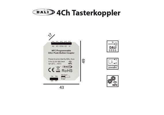 Casambi Mini UP-Funk-Sender für Einbau 4Kanal  240V/ B=43x49mm H=17 / IP20