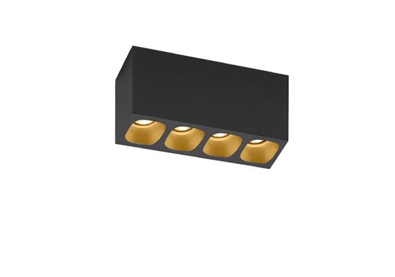 Deckenaufbauleuchte PIRRO 4.0 schwarz/gold  230V / 4x5W 2700K 1520Lm 50x182mm H=80mm