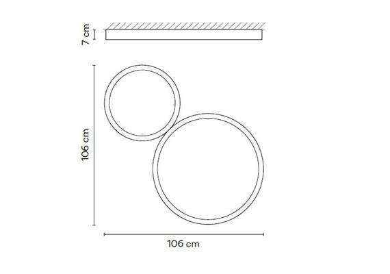 Deckenleuchte UP 55W+26W LED graphite  230V/ 2700K 7608Lm D=730+500mm H=70 IP20