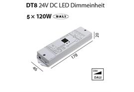 Dimmeinheit für LED 5-kanal DALI DT8 240W-480W  DC 12-24V / L= 178 B=46 H=20