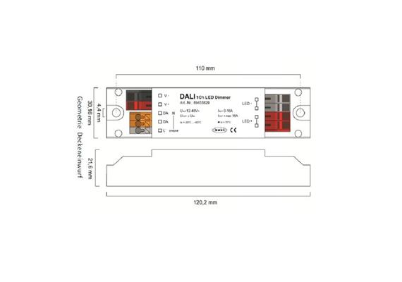 Dimmeinheit LN DALI 1Ch LED 24V /240W  12-48V/ 10A PWM L=122 B=30 H=22 IP20