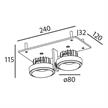 Eb-Strahler für Nische 240x120 LED 2x9.3W 45° silber  240V 2700K 2x705lm CRI90 500mA /IP20 | Bild 2