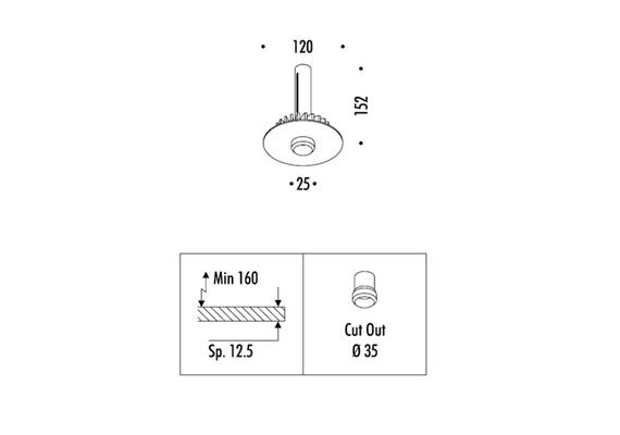 Einbau-Kit mit Flansch für NULLA 25  D=125mm mit Kühlkörper
