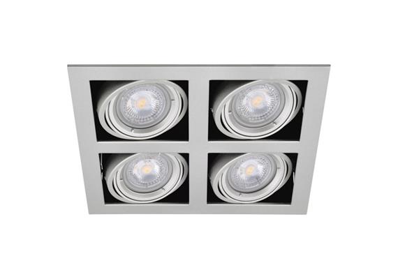 Einbaul. 4fach kardanisch Silber schwenk-richtbar 30°  mit Bajonettverschl. für PAR16 IP20