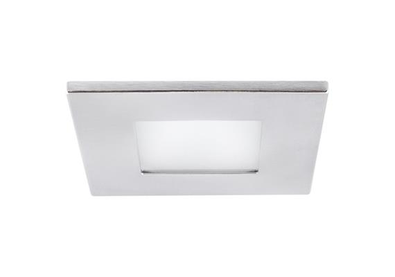 Einbauleuchte 90x90mm R /IP44 Glas matt /alu satin  12V Gy 6.35 20-50W IP44/AS=80mm ET=110