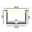 Einbauprofil INTRO B für LED alu eloxiert  B=43.8mm ohne Laschen B=34.8mm H=25mm L=1000mm | Bild 2