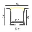 Einbauprofil INTRO T für LED alu eloxiert  B=36mm ohne Laschen B=23.6mm H=28mm L=1000mm | Bild 2
