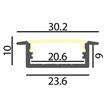 Einbauprofil Intro W für LED alu eloxiert  B=30.2mm ohne Laschen B=23.6mm H=10mm L=1000mm | Bild 2