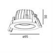 Einbaustrahler 9W D=95 60° weiss matt  DC 3000K 500mA 1011lm CRI90 DA=80mm ET=50 IP44 | Bild 2