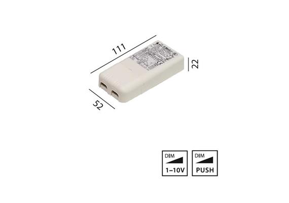 Elektr. Konverter 20W Push-1-10V  220-240V L=111 B=52 H=22