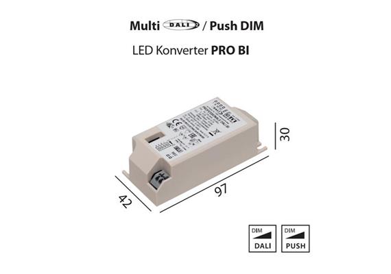 Elektr. Konverter 38W BI DALI - Push  220-240V / L=97 B=42 H=30