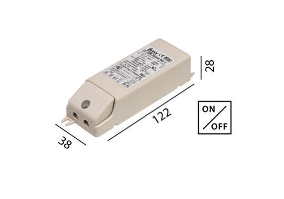 Elektr. Konverter LED DC 17W/700mA  110V-240V L=122 B=22 H=28 IP20