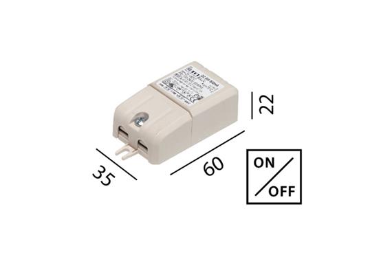 Elektr. Konverter LED DC 6W/500mA  100-240V / L=60 B=35 H=22 IP20