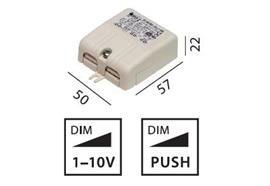 Elektr. Konverter Micro 6W 500mA 1-10V- Push  220-240V/ 12V 500mA / L=57 B=50 H=22