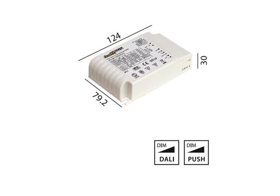 Elektr. Multi Konverter DC HY 40W DALI  220-240V L=124 B=79.2 H=30 IP20