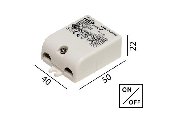 Elektronischer LED Konverter 1-3W/ 350mA DC weiss  100-230V/ 1-3W / L=55 B=40H=20