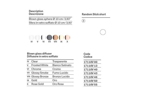 Glas D=10cm für Random Stick glossy bronze  Armatur mit Kabel nicht enthalten