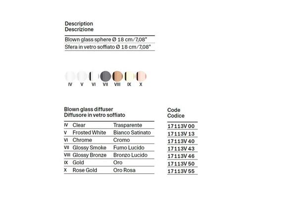 Glas D=18cm für Random Stick glossy bronze  Armatur mit Kabel nicht enthalten