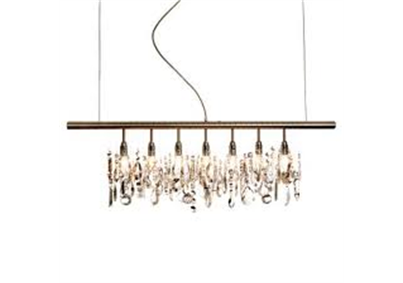 Hängeleuchte CELLULA 1m/ Kristallglas/Edelstahl  240V/E14 / 7x18W max.42W L=1000x30x400mm