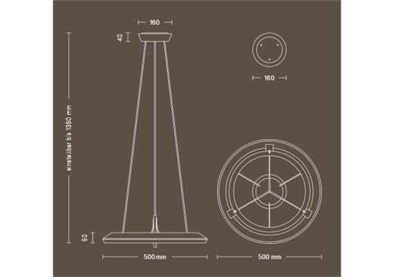 Hängeleuchte Conversio LED 25W 2700K mocca  230V 2150lm D=500