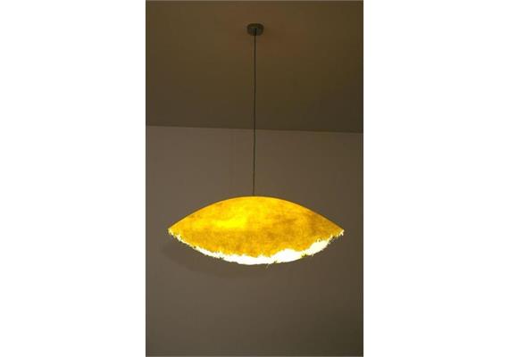 Hängeleuchte PostKrisi gelb  230V/ 12V D 40cm max. 75W/GY6.35