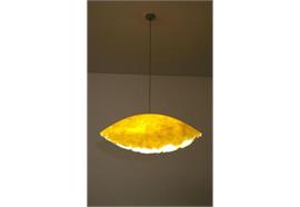 Hängeleuchte PostKrisi gelb  230V/ 12V D 40cm max. 75W/GY6.35