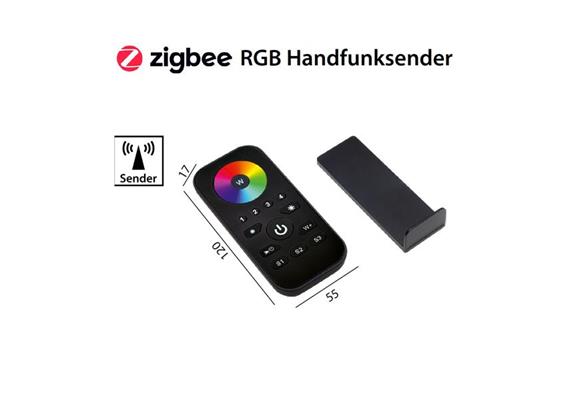 Handfernbedienung per Funk Zigbeei RGB schwarz  4-Kanal / L=120 B=55 H=17 / IP20