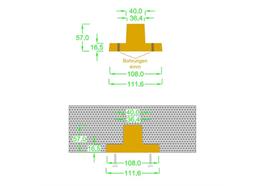 Holzeinlage für Betoneinbau Magneto-Schiene 04  ET=57mm B=112mm L=205cm