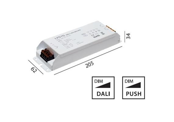 Konverter 24V LED 75W DALI-Touch DIM weiss  240V/ L=205 B=62 H=34 / IP20