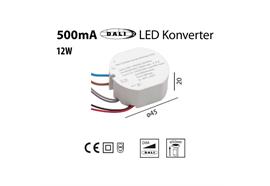 Konverter DC 12W 500mA D=45mm weiss  220-240V / D=45 H=20 / IP20