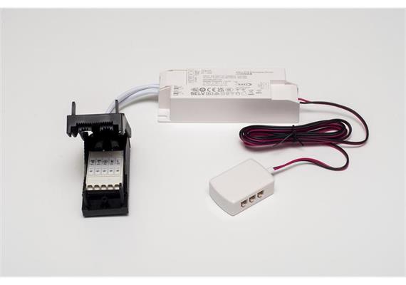 Konverter DC 20W/350mA mit 6-fach-Verteiler weiss  240V DC 350mA L=120 B=41 H=28 IP20