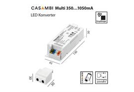Multi-Konverter Casambi 17.5W bis 24.2W  230V/ 350-1050mA L=130 B=43 H=30 IP20