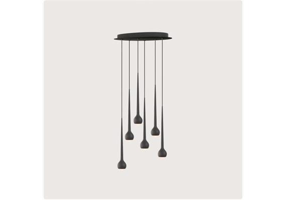 Pendel Falling Sun Chandelier Six schwarz matt  230V 6x14W 5100m CRI90 /L= 60cm H=45 /IP20