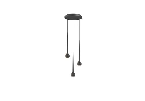 Pendel Falling Sun Chandelier Three schwarzmatt  230V 3x14W 5100m CRI90 L= 60cm H=45 /IP20
