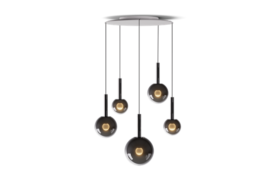 Pendelleuchte Luna Sospeso cloud 5 fix AIR dark chrome  240V x-tra 2200-3500K 45W 2150Lm