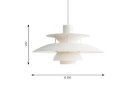 Pendelleuchte PH 5 E27 weiss classic  230V 1x75W E27 / D=500m H=267mm