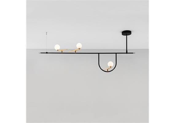 Pendelleuchte YANZI SC1 26W messing - schwarz  240V 3000K 2122Lm L=1564mm B=310 / IP20